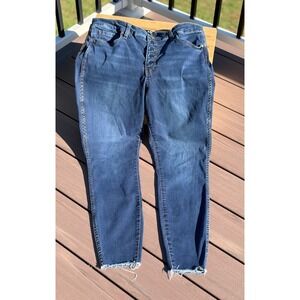 KUT From the Kloth Women's Jeans Size 14 Button Fly Raw Hem Stretch Denim